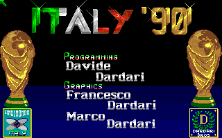La schermata iniziale di Italy '90 Soccer per Amiga